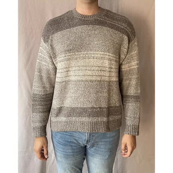 Abercrombie & Fitch Men's Oatmeal & Gray Oversized Fuzzy Soft Sweater Size Large - Picture 1 of 8